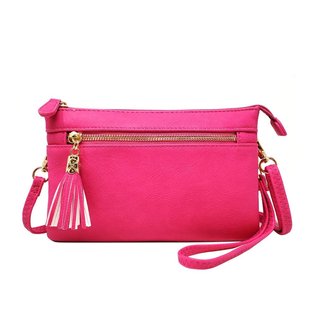 1862 Lightweight Multi Compartment Wristlet Clutch Wallet Crossbody Bag